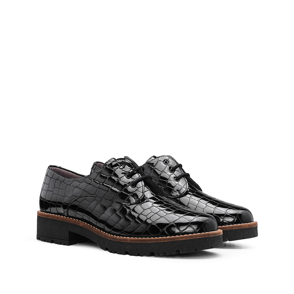 Sapato Salto Raso Mulher Animal Print Preto