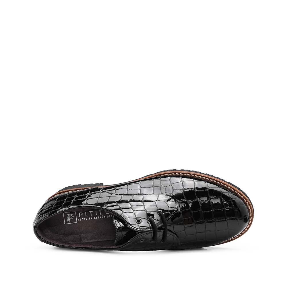 Sapato Salto Raso Mulher Animal Print Preto