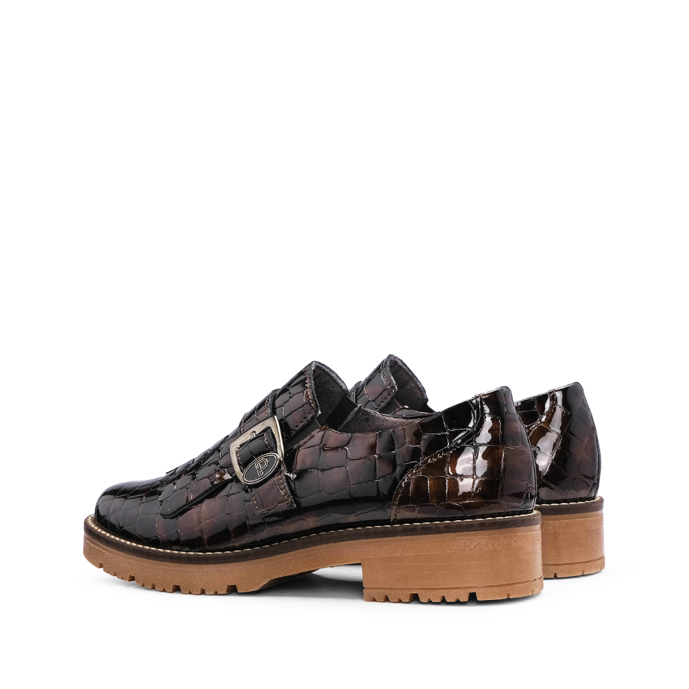 Sapato Salto Raso Mulher Animal Print Castanho