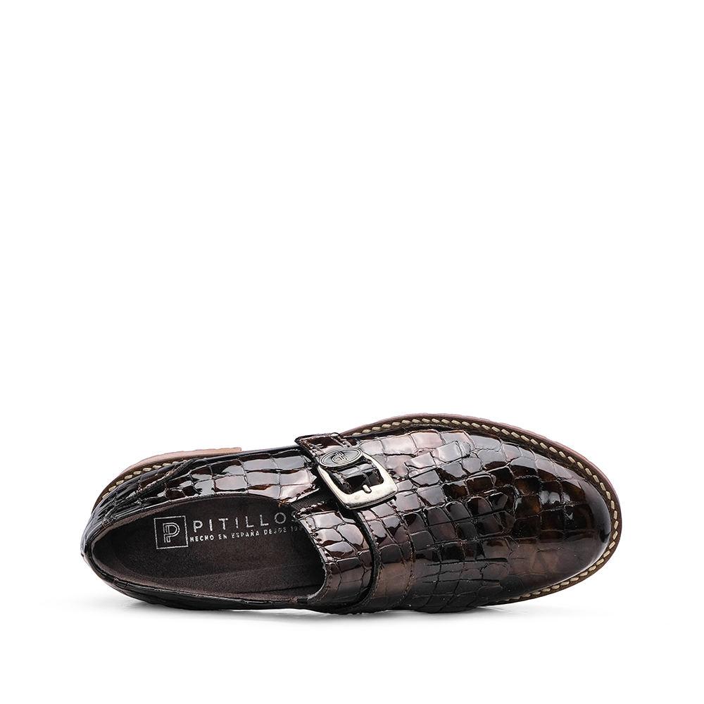 Sapato Salto Raso Mulher Animal Print Castanho
