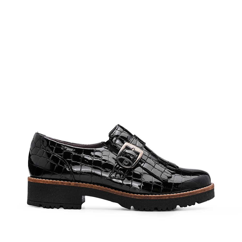 Sapato Salto Raso Mulher Animal Print Preto