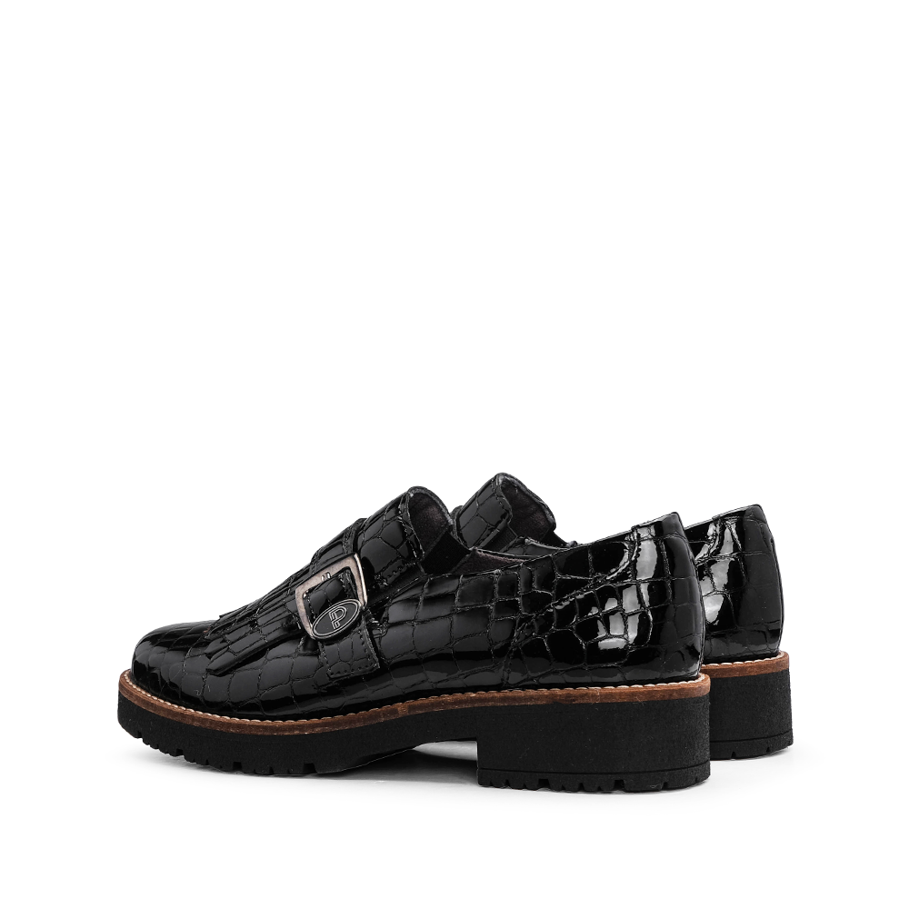 Sapato Salto Raso Mulher Animal Print Preto