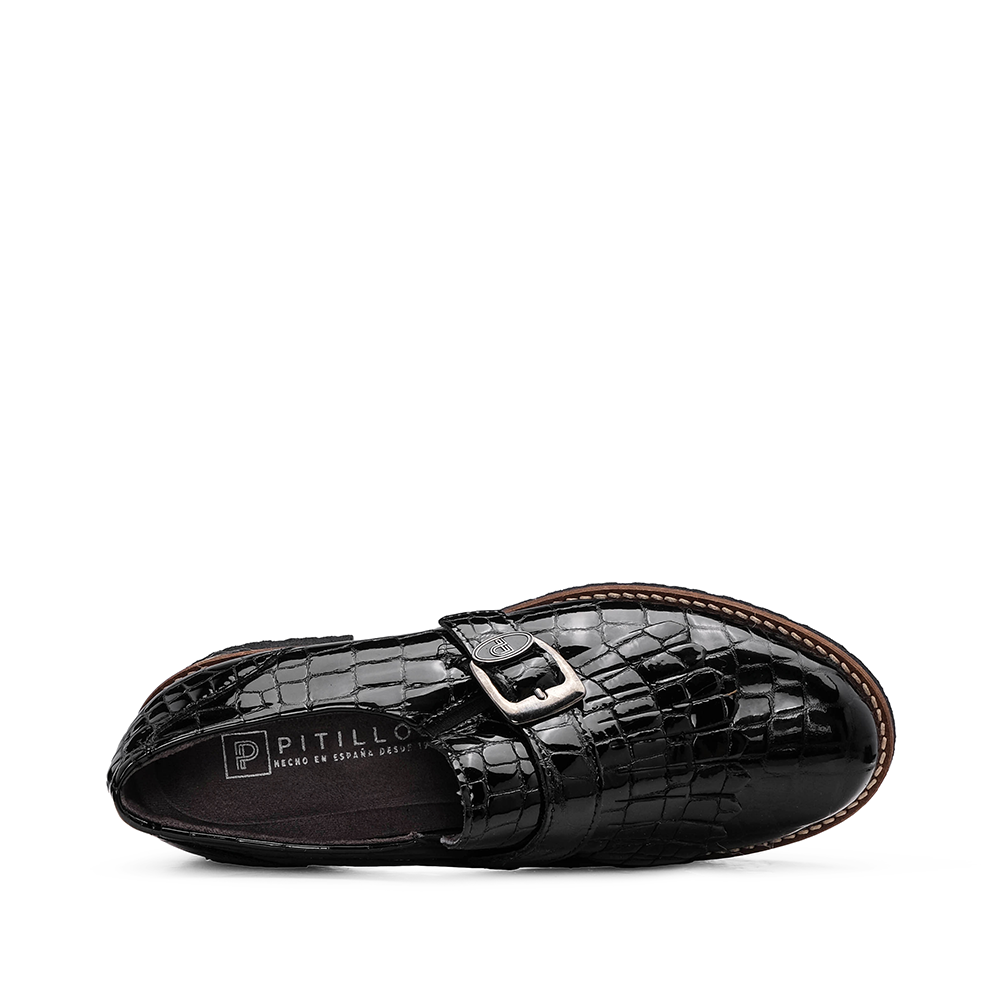 Sapato Salto Raso Mulher Animal Print Preto