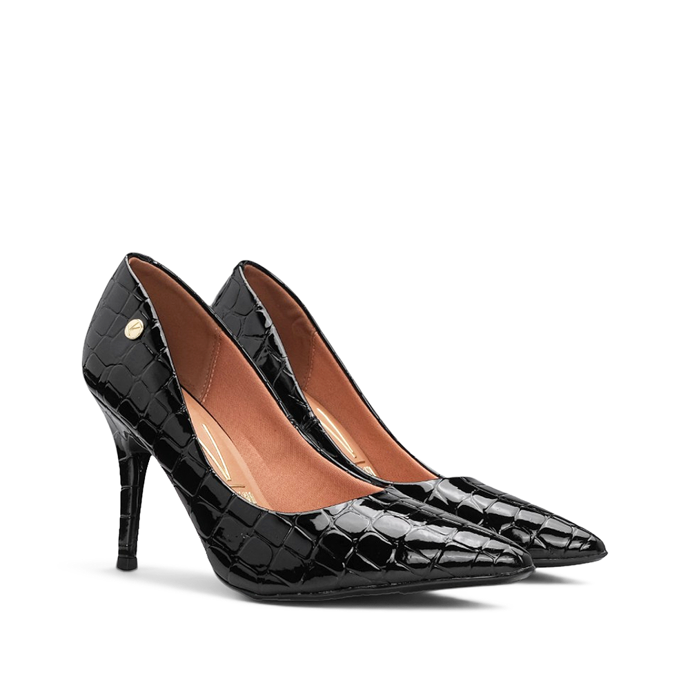 Sapato Salto Alto Mulher Animal Print Preto