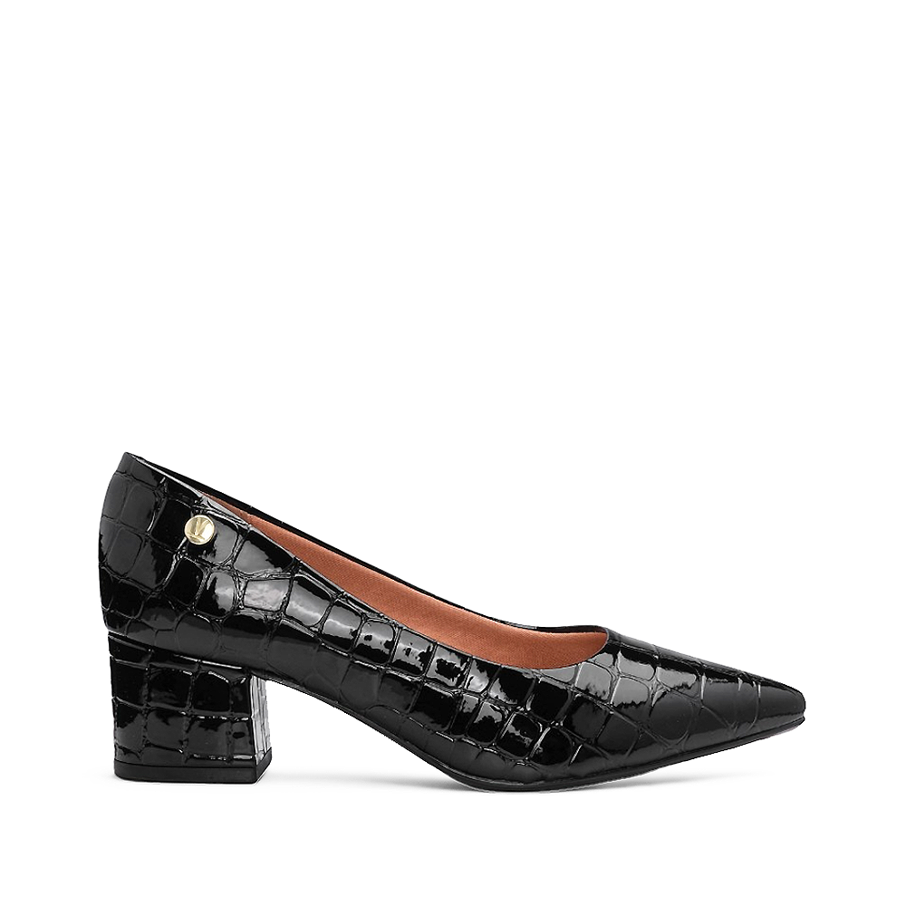 Sapato Salto Médio Mulher Animal Print Preto