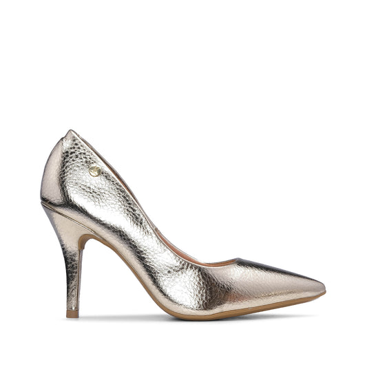Sapato Salto Alto Mulher Metalizado Dourado