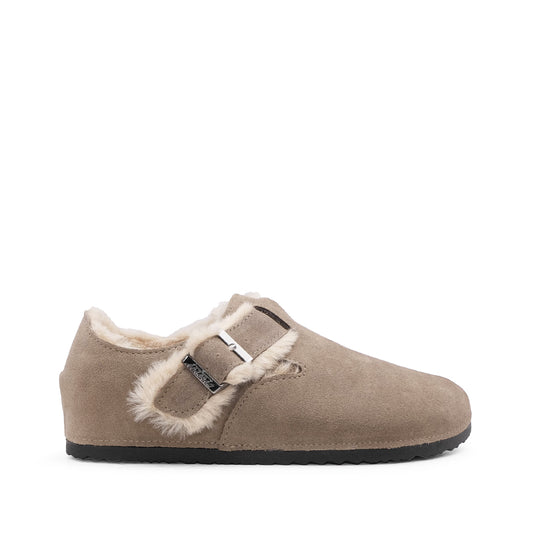 Sapato Salto Raso Mulher Camurça Taupe