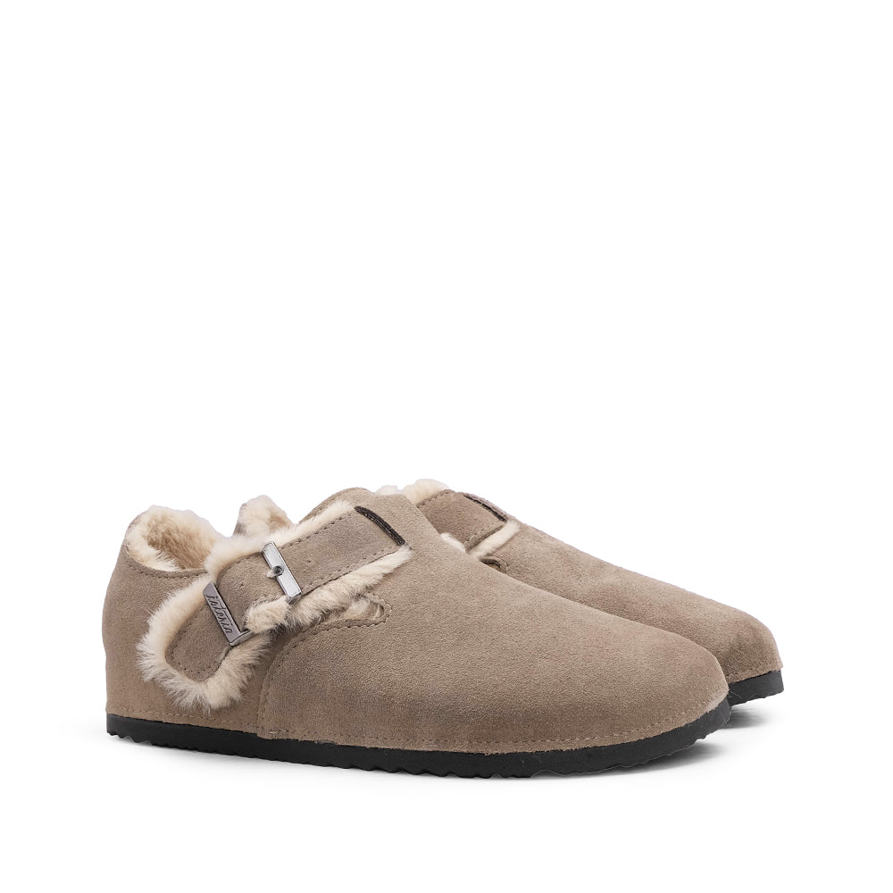 Sapato Salto Raso Mulher Camurça Taupe
