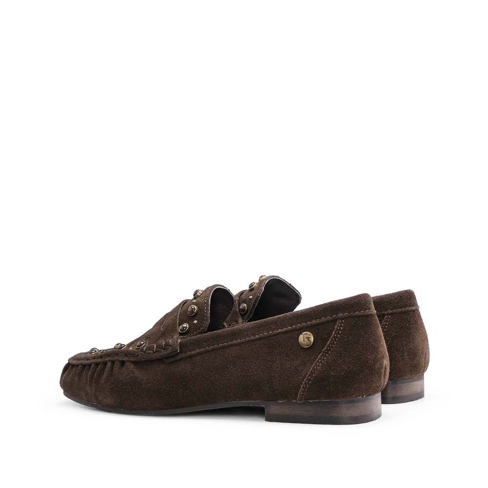 Sapato Mocassim Mulher Camurça Castanho