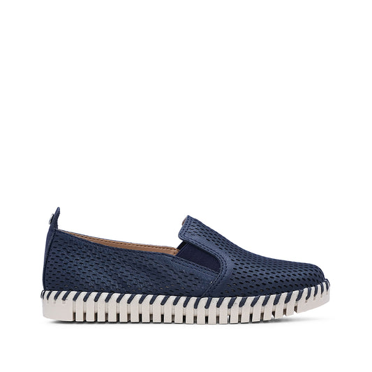 Sapato Conforto Mulher Pele Azul Marinho
