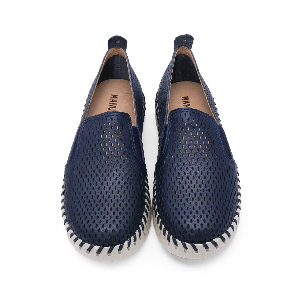 Sapato Conforto Mulher Pele Azul Marinho