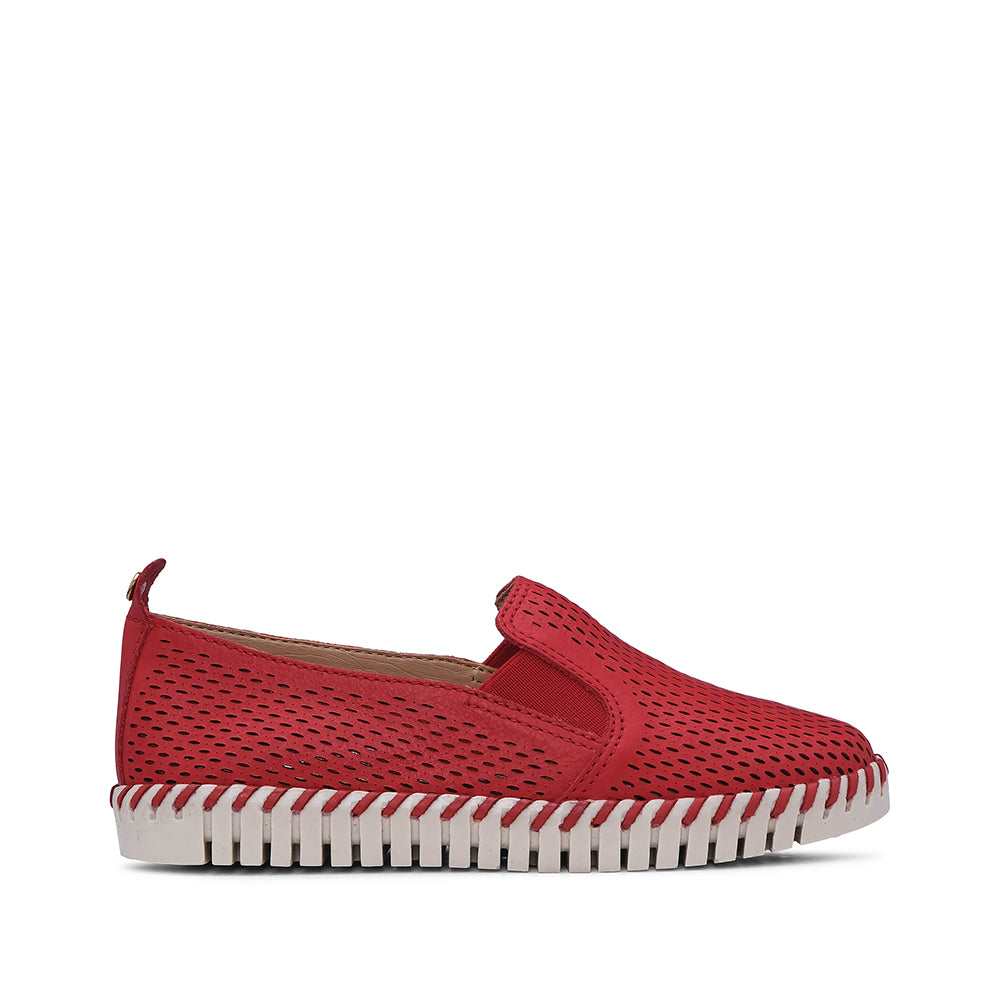 Sapato Conforto Mulher Pele Vermelho