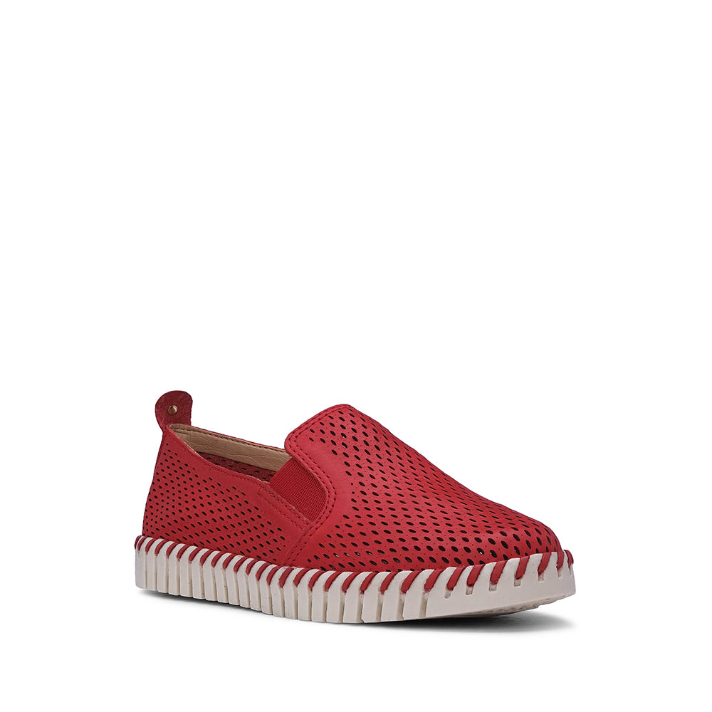 Sapato Conforto Mulher Pele Vermelho