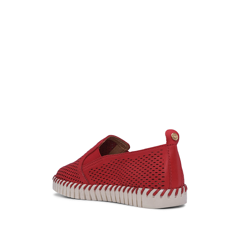 Sapato Conforto Mulher Pele Vermelho