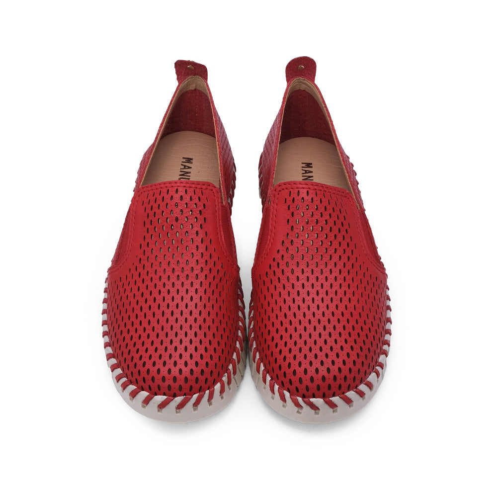 Sapato Conforto Mulher Pele Vermelho