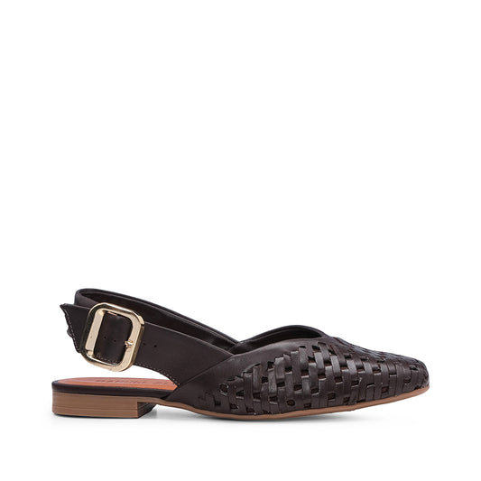 Sapato Salto Raso Mulher Pele Castanho