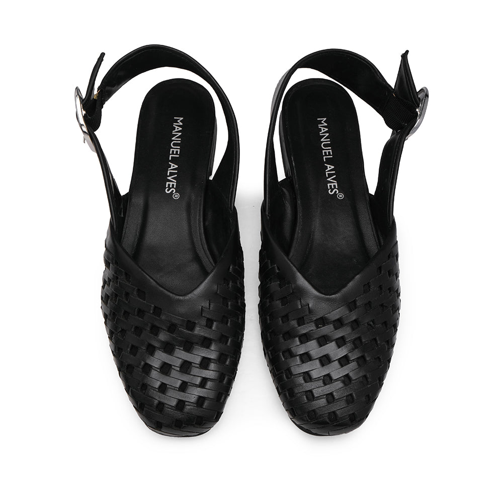 Sapato Salto Raso Mulher Pele Preto