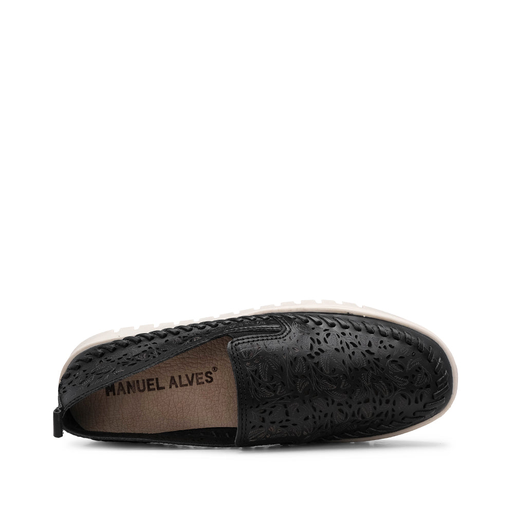 Sapato Salto Raso Mulher Pele Preto