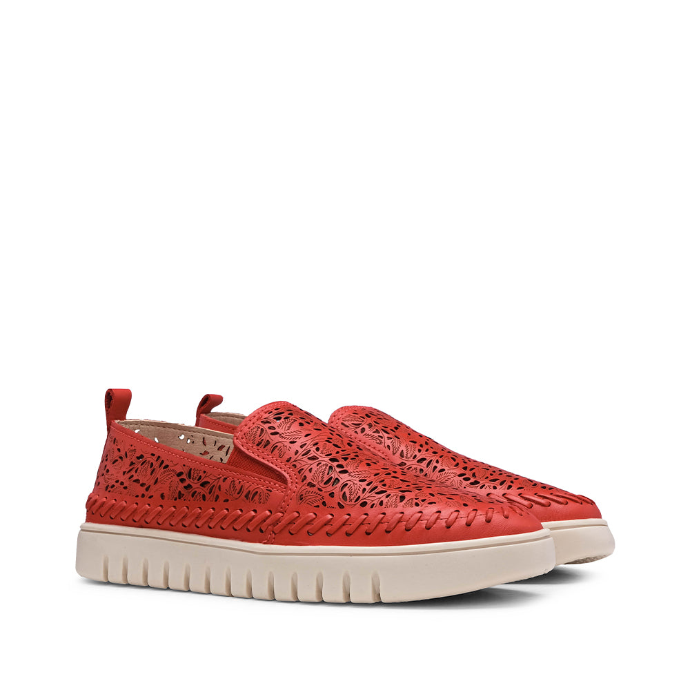 Sapato Salto Raso Mulher Pele Vermelho
