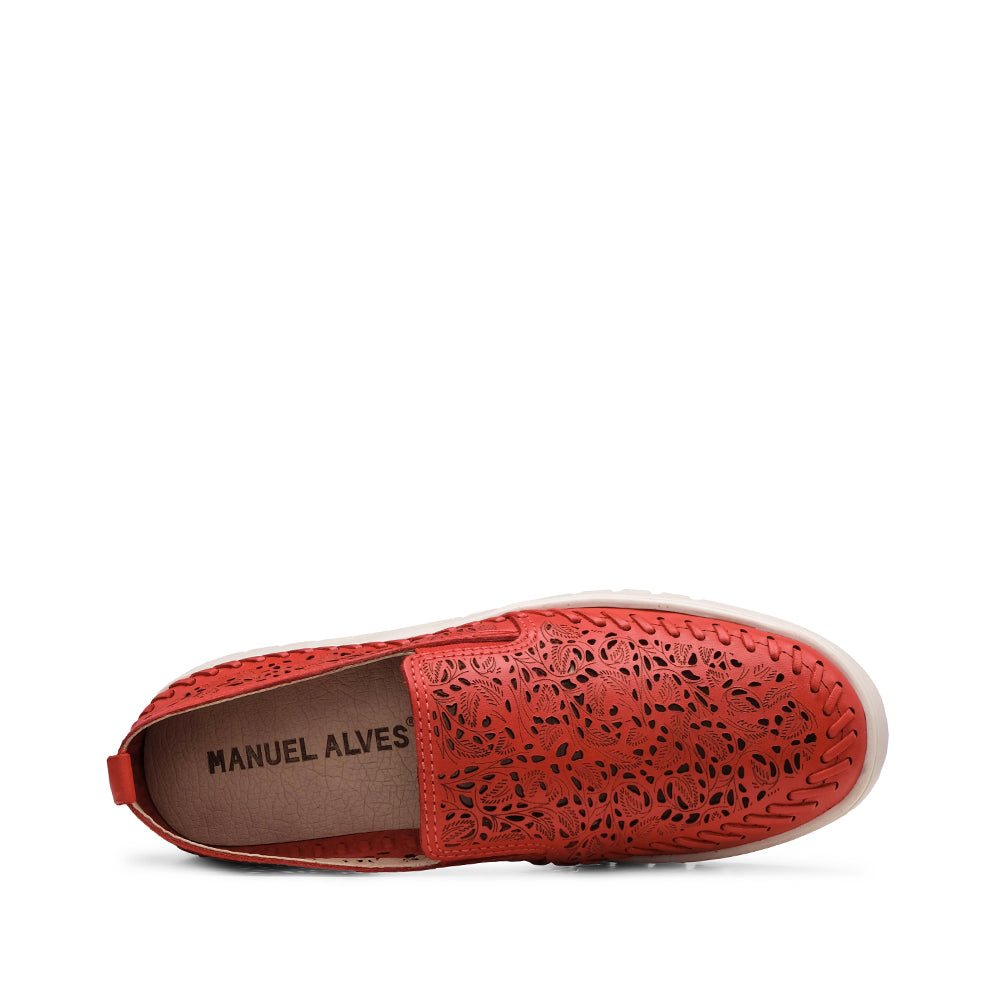 Sapato Salto Raso Mulher Pele Vermelho