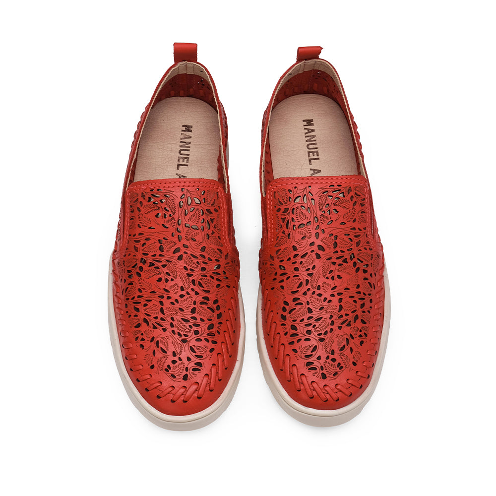 Sapato Salto Raso Mulher Pele Vermelho