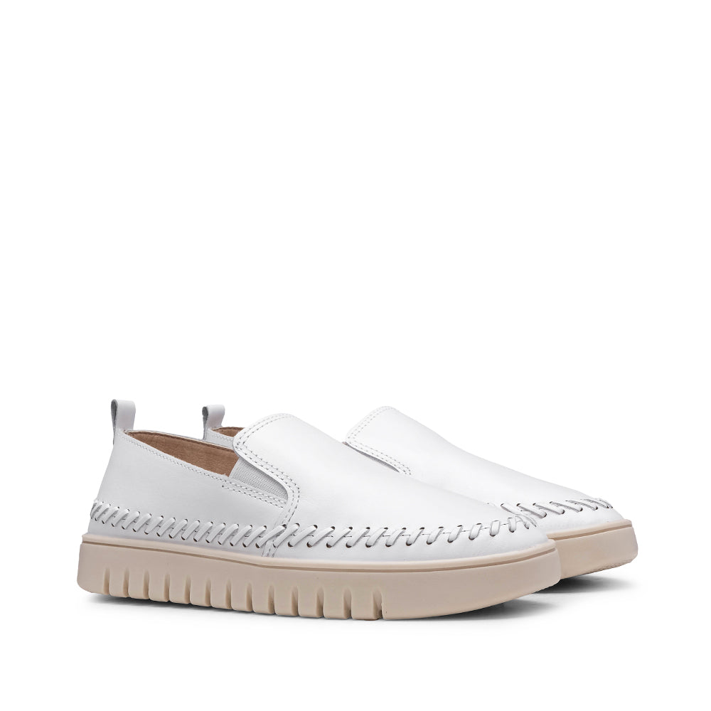 Sapato Salto Raso Mulher Pele Branco