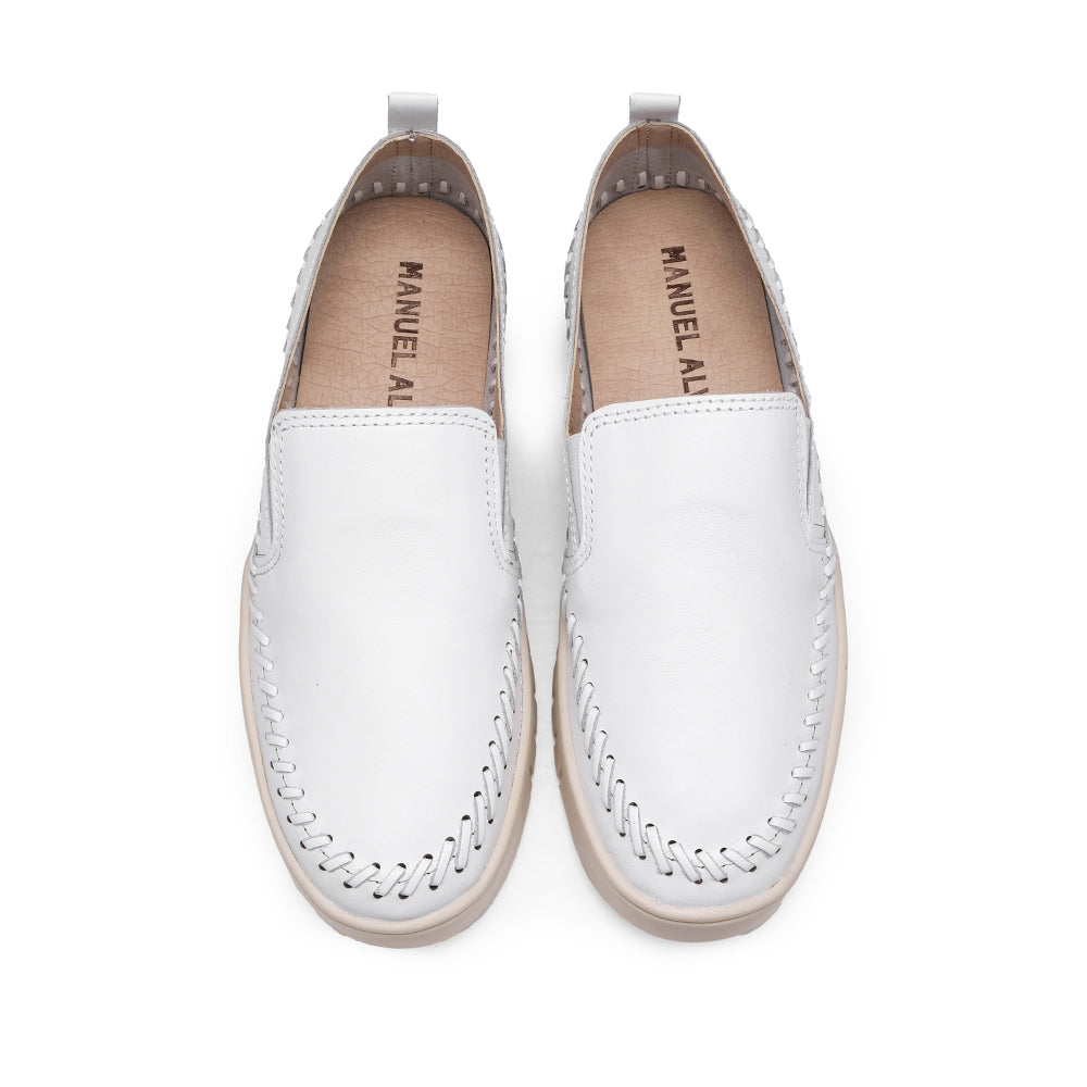 Sapato Salto Raso Mulher Pele Branco