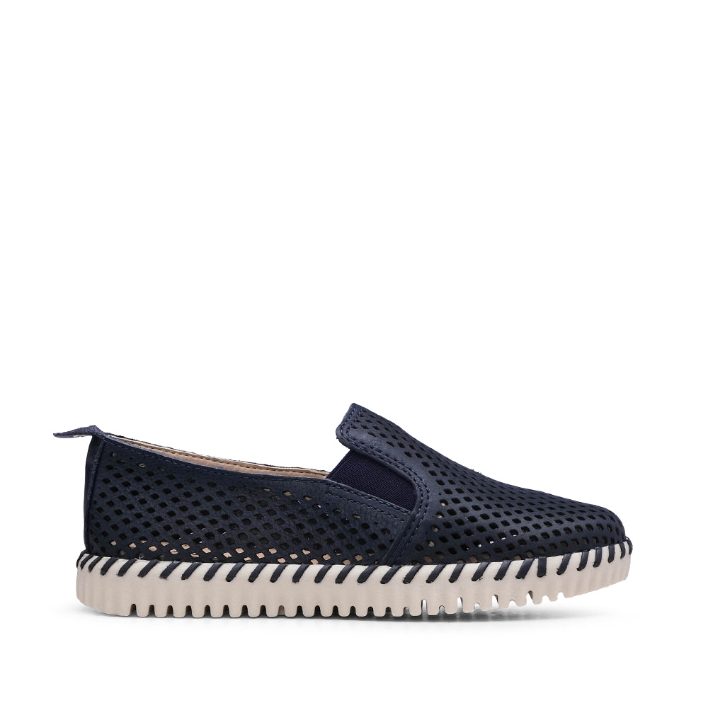 Sapato Salto Raso Mulher Pele Azul Marinho
