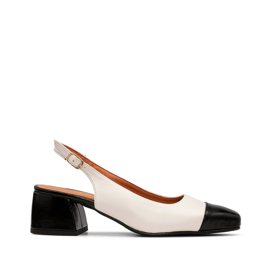 Zapato de tacón medio de charol negro para mujer