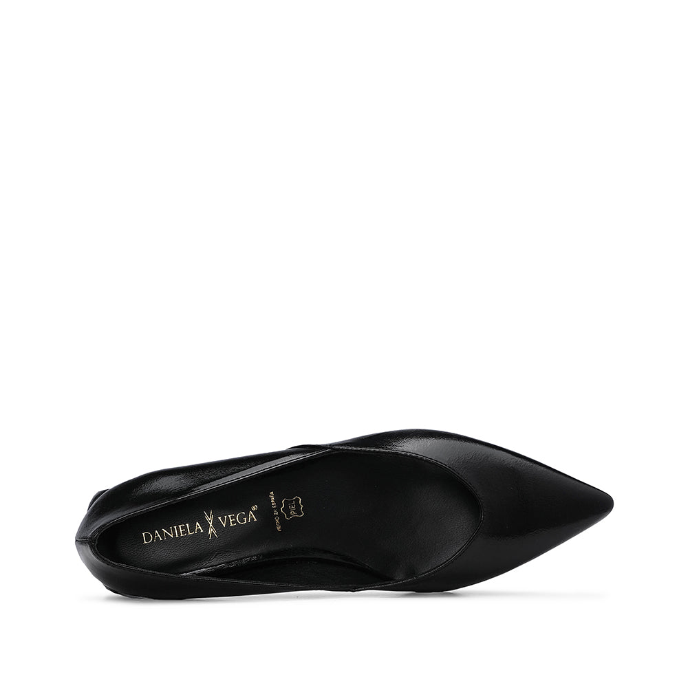 Sapato Salto Raso Mulher Verniz Preto