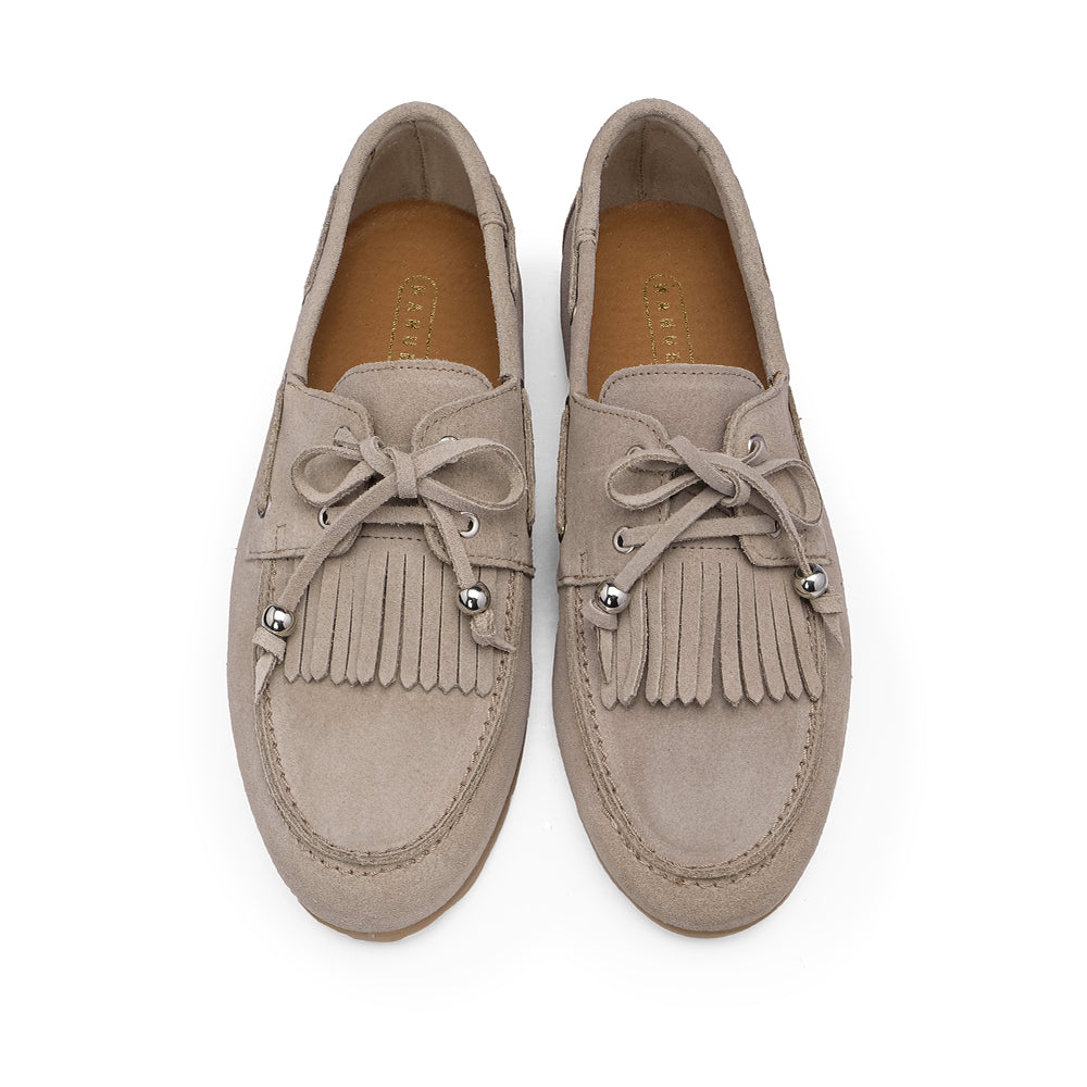 Sapato Mocassim Mulher Camurça Bege