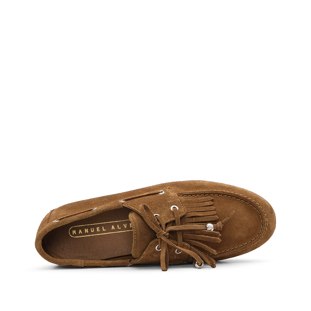 Sapato Mocassim Mulher Camurça Camel