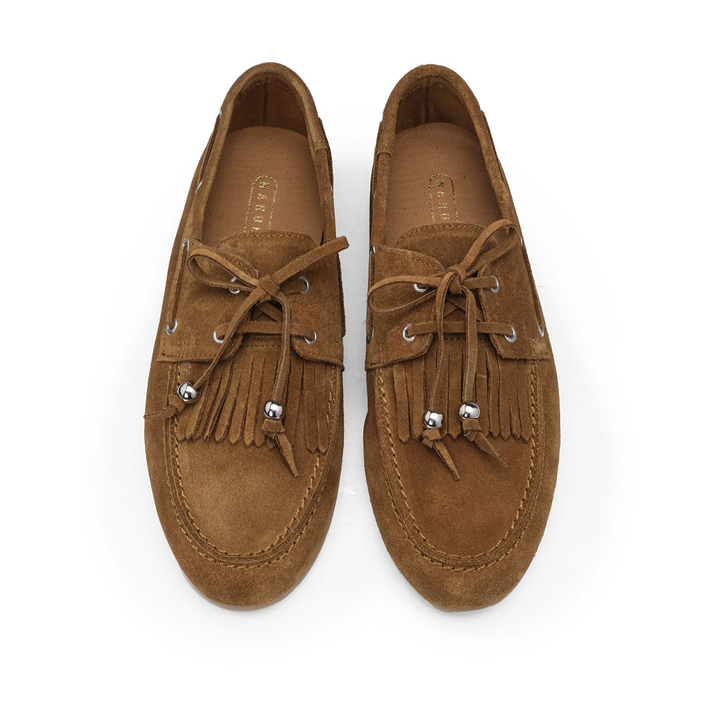 Sapato Mocassim Mulher Camurça Camel