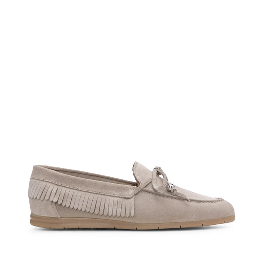 Sapato Mocassim Mulher Camurça Bege