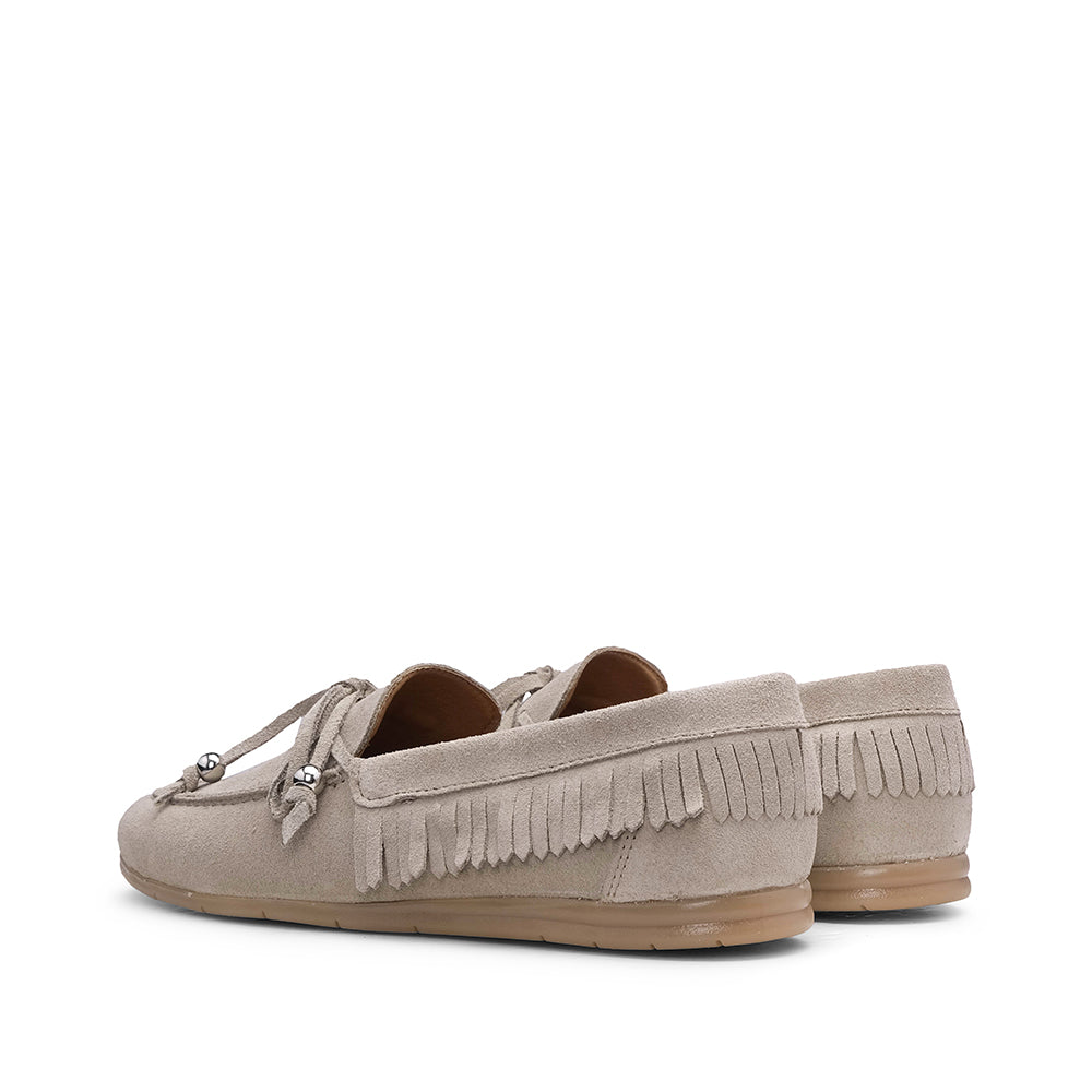 Sapato Mocassim Mulher Camurça Bege