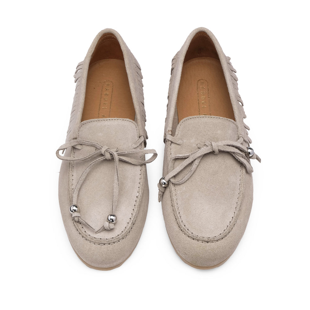 Sapato Mocassim Mulher Camurça Bege