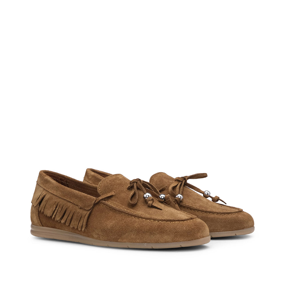 Sapato Mocassim Mulher Camurça Camel