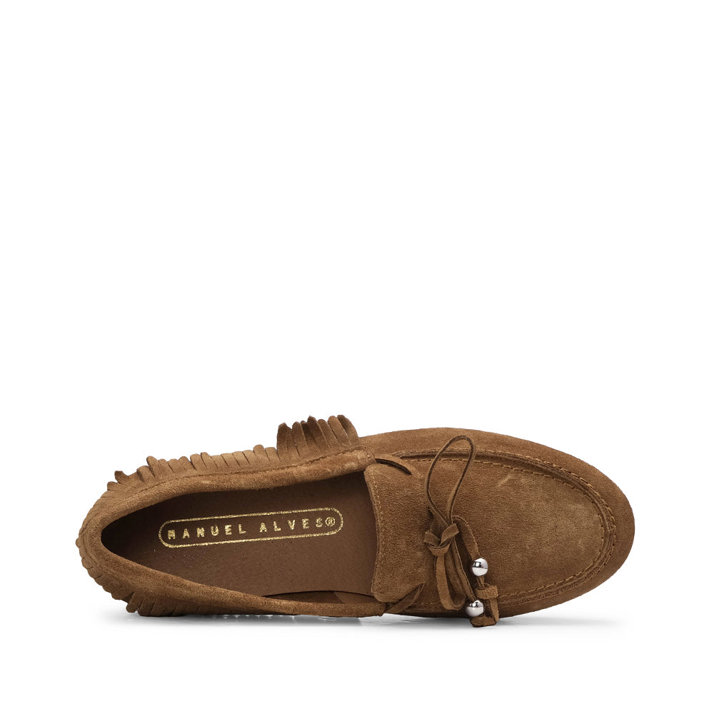 Sapato Mocassim Mulher Camurça Camel