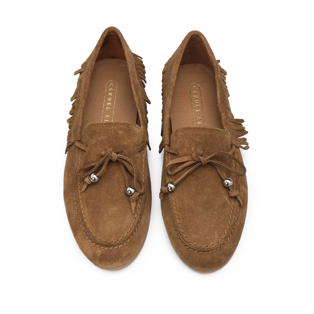 Sapato Mocassim Mulher Camurça Camel