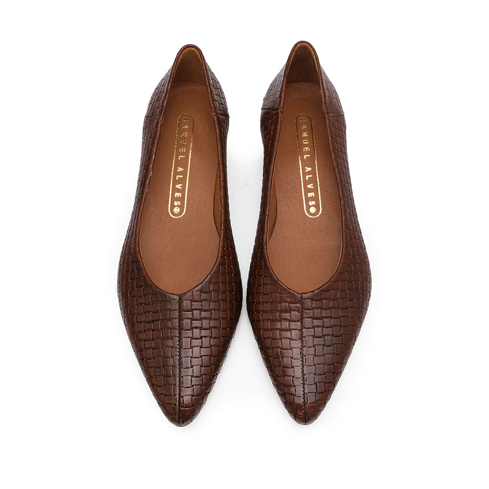 Sapato Sabrinas Mulher Gravado Camel