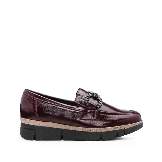 Sapato Salto Cunha Mulher Verniz Bordeaux