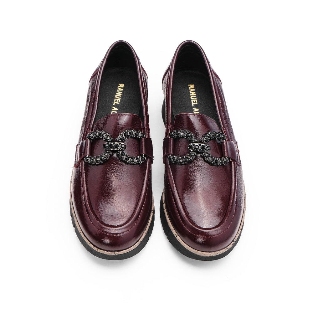 Sapato Salto Cunha Mulher Verniz Bordeaux