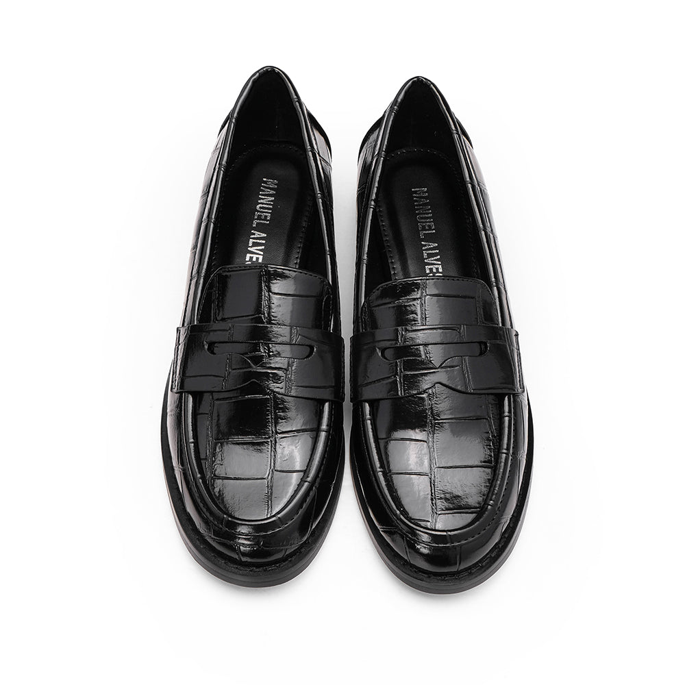 Sapato Mocassim Mulher Animal Print Preto