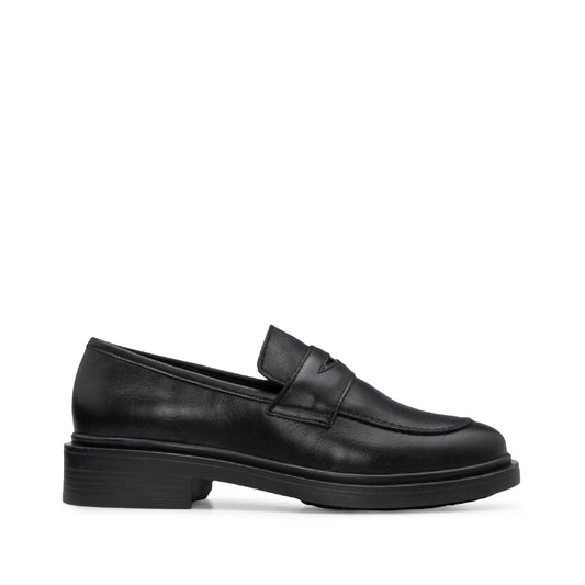 Women's Black Leather Moccasin Shoe