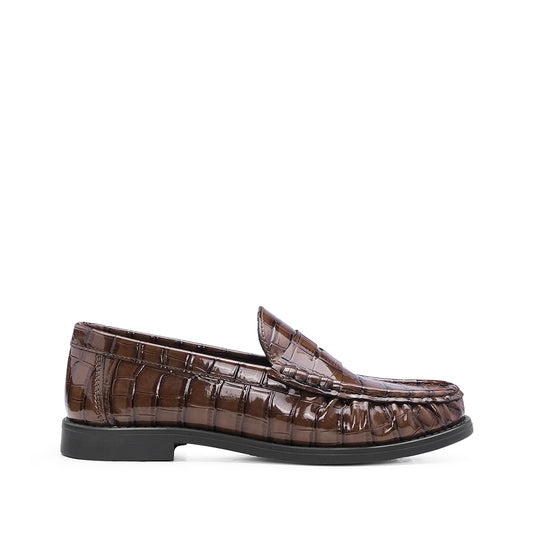 Sapato Mocassim Mulher Animal Print Castanho