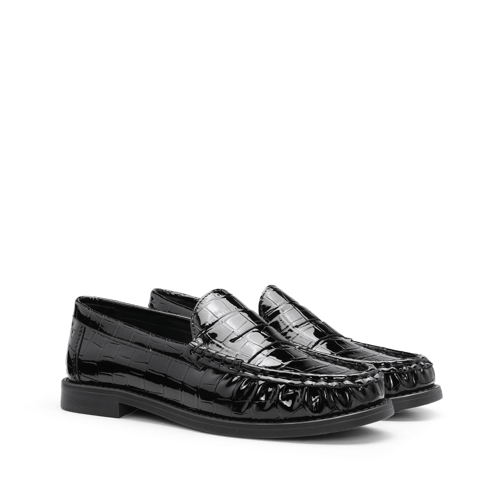 Sapato Mocassim Mulher Animal Print Preto