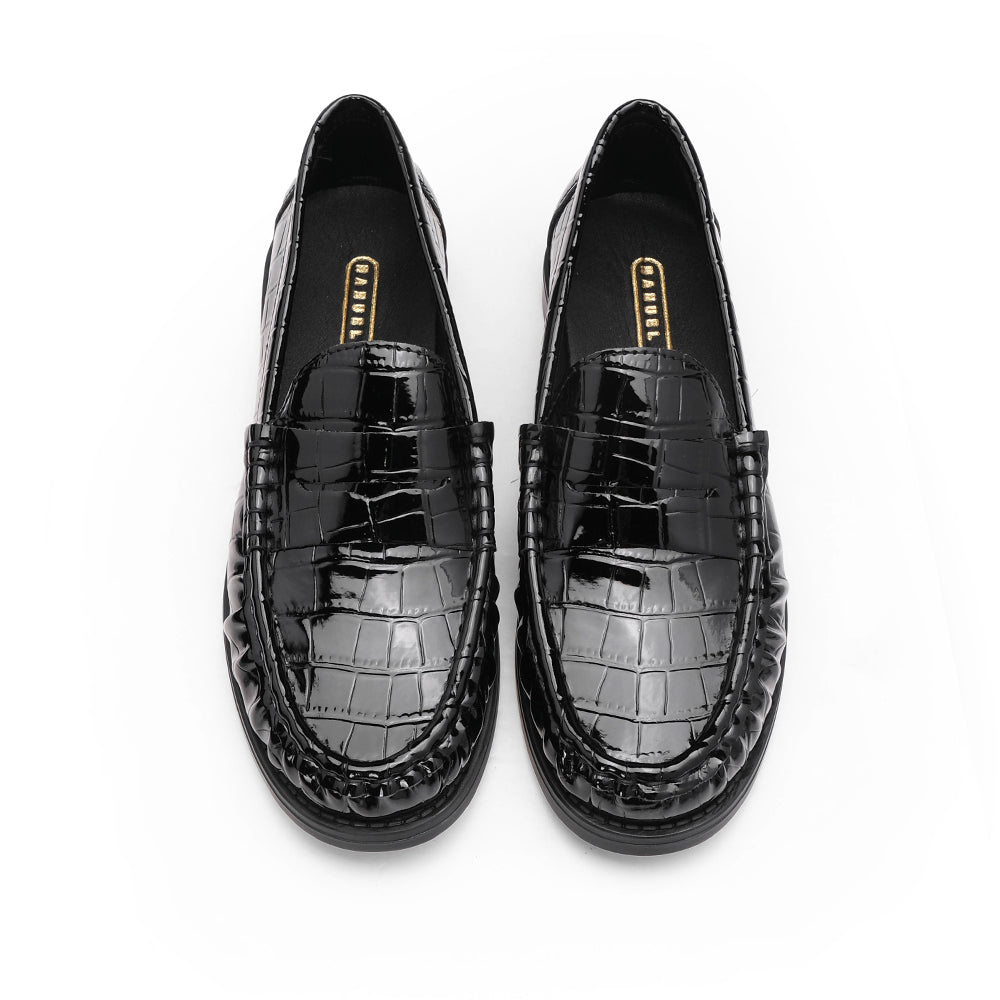 Sapato Mocassim Mulher Animal Print Preto