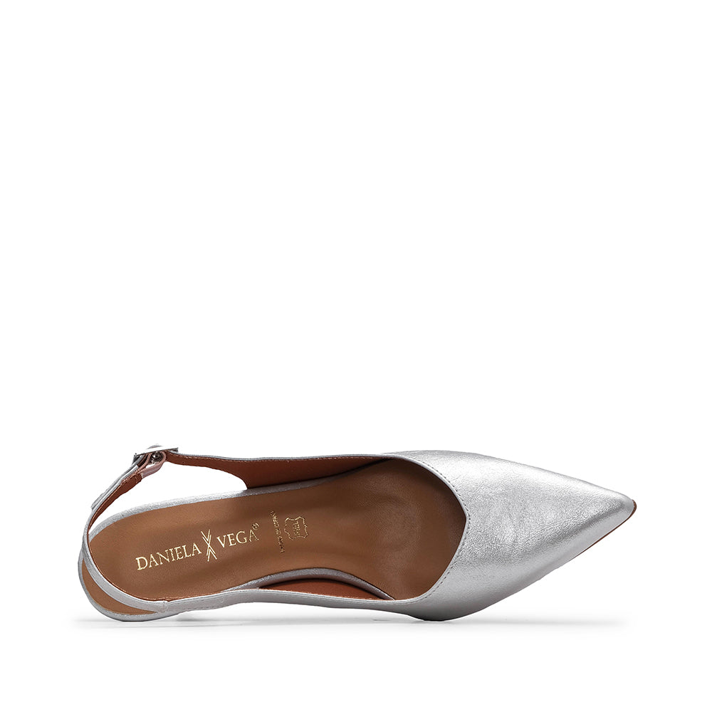 Sapato Salto Alto Mulher Metalizado Prata