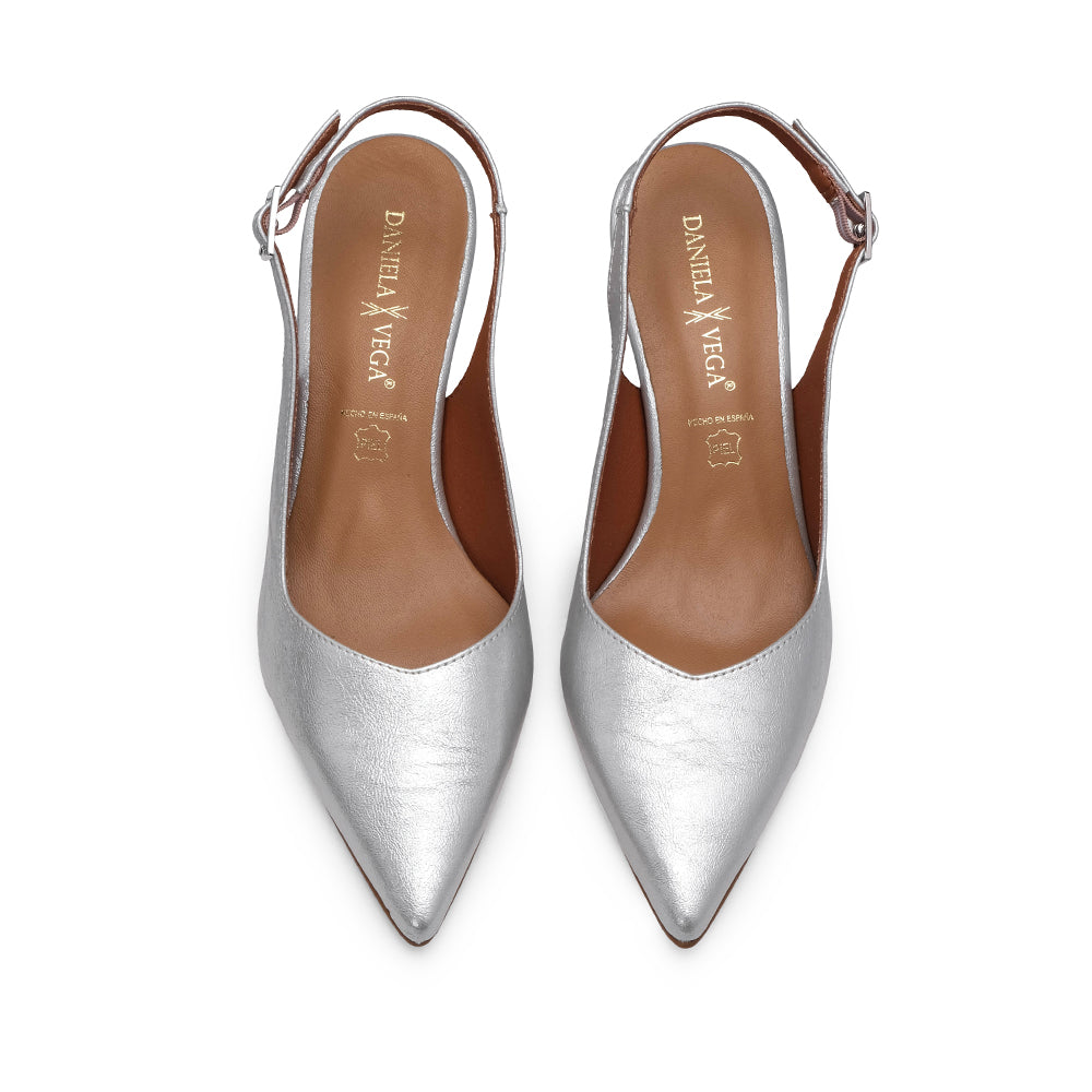 Sapato Salto Alto Mulher Metalizado Prata