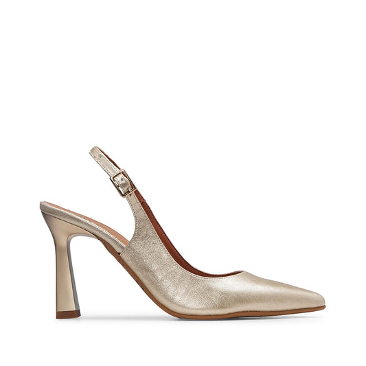 Sapato Salto Alto Mulher Metalizado Platino